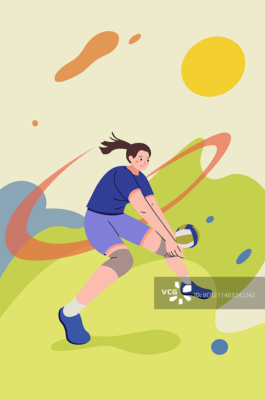 扁平排球运动比赛击球画面图片素材