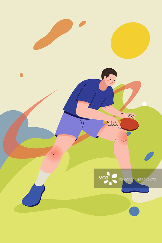 扁平潮流乒乓球运动比赛画面图片素材