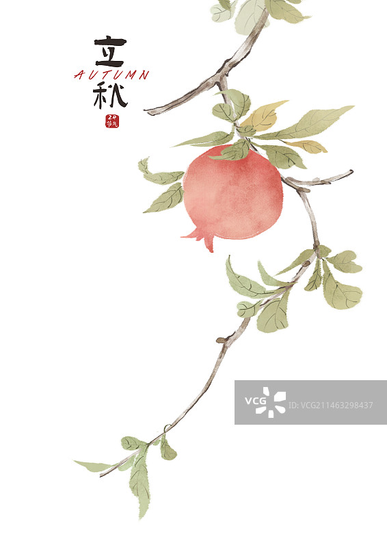 国风石榴秋天插画海报图片素材