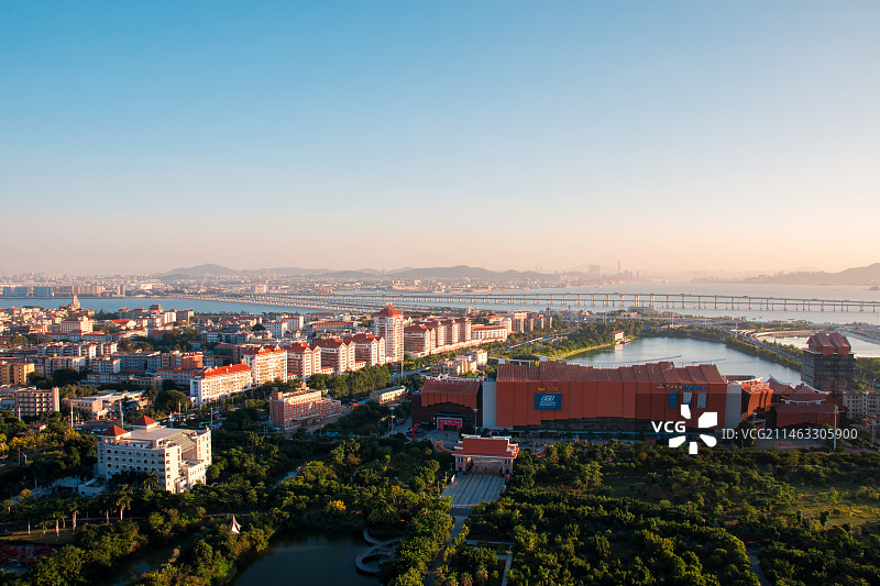 福建厦门集美学村高视角日落风光图片素材