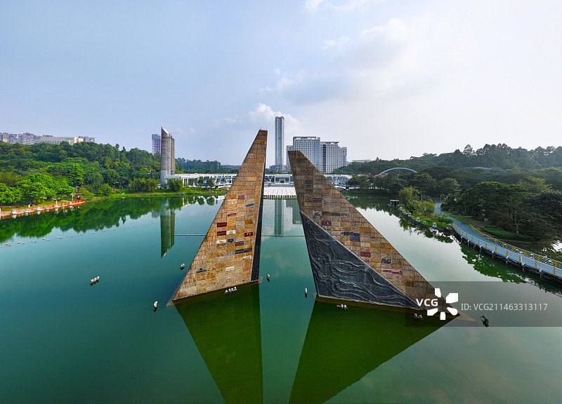广东省广州市广州科学城科学广场航拍图片素材