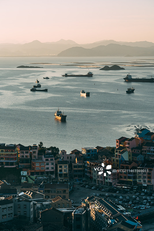 温岭石塘小箬村的海边日落风光图片素材