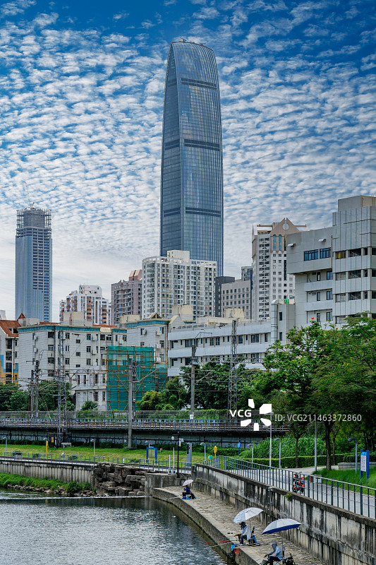 清晨时刻的深圳罗湖城市地标京基100图片素材
