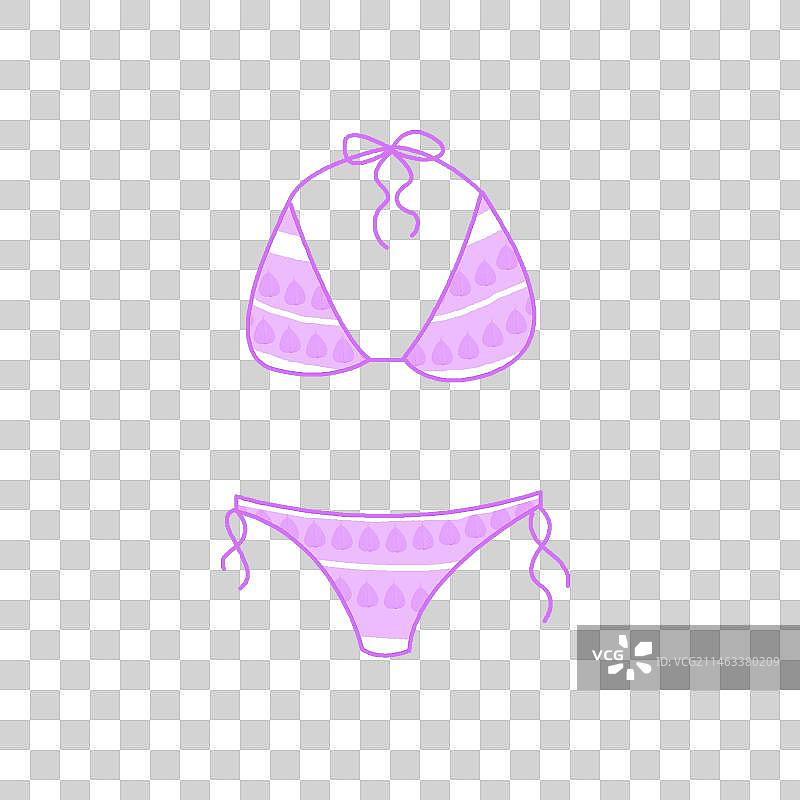 紫色圆点女生泳衣扁平插画 免抠元素图片素材