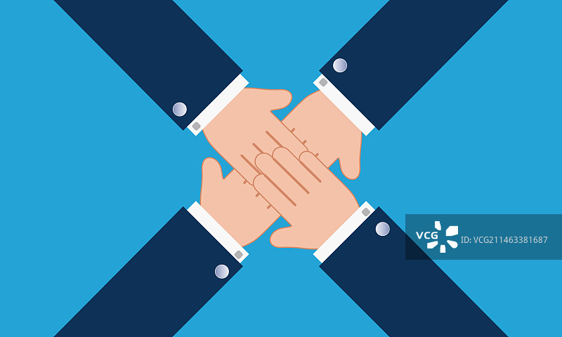 手掌叠在一起，共同努力实现目标的概念插画图片素材