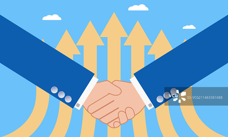 握手达成合作促使业绩增长图片素材
