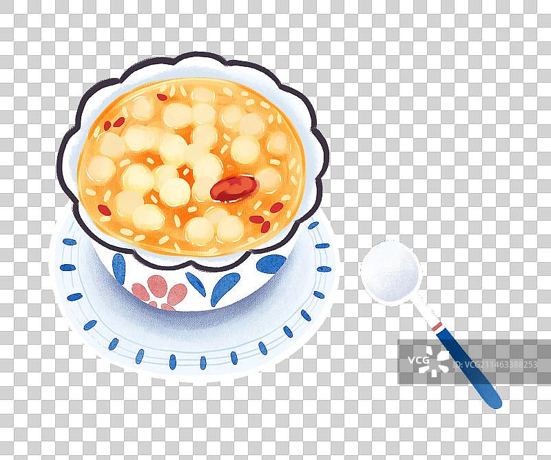 中华美食插画元素-一碗醪糟汤圆图片素材