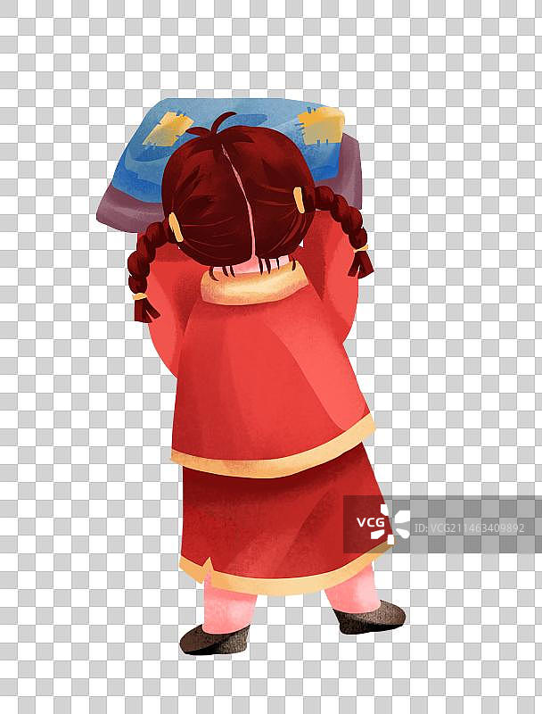 拿着旧衣服的小孩图片素材