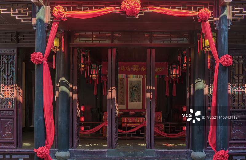 江苏苏州同里古镇崇本堂江南水乡婚俗博物馆图片素材