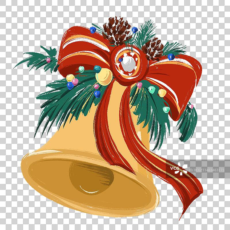 圣诞节装饰品铃铛手绘插画图片素材