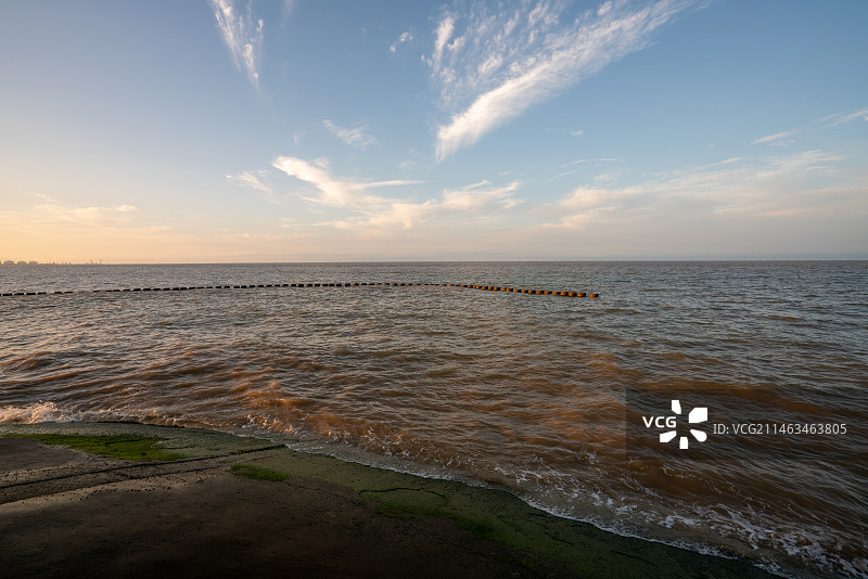 江苏省盐城市滨海县海岸线落日风光图片素材