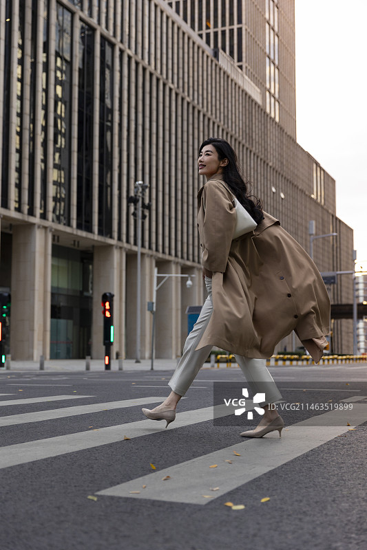 高知女商人过马路图片素材
