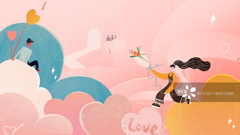 情人节七夕插画图片素材