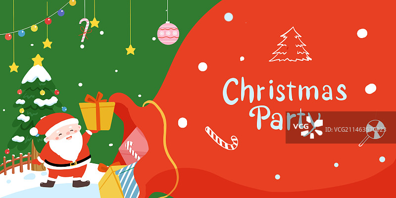 圣诞节横版海报插画图片素材