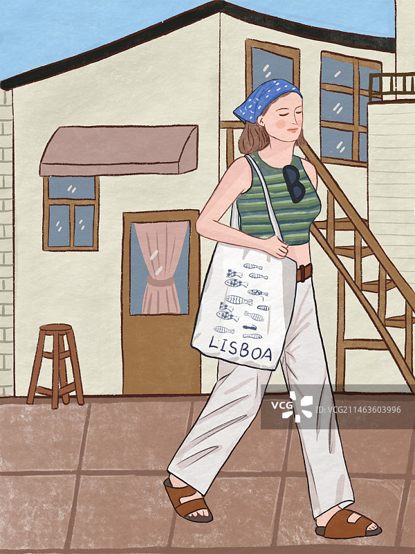 走在静谧的小巷图片素材