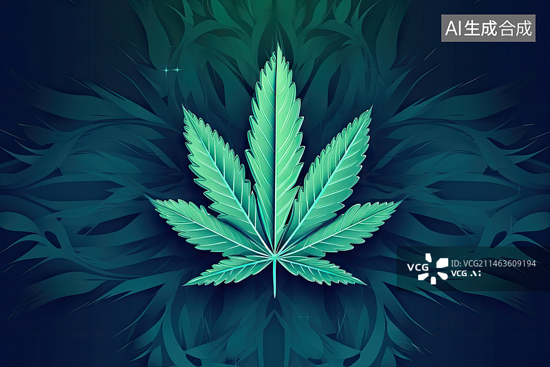 【AI数字艺术】绿色背景下的树叶图片素材