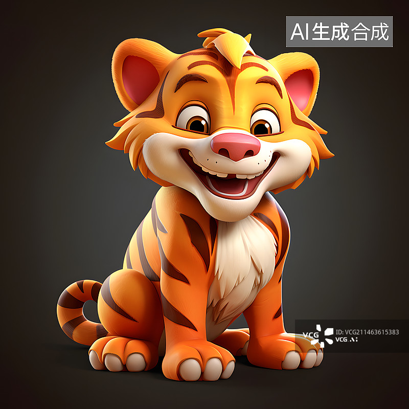 【AI数字艺术】可爱卡通老虎图片素材