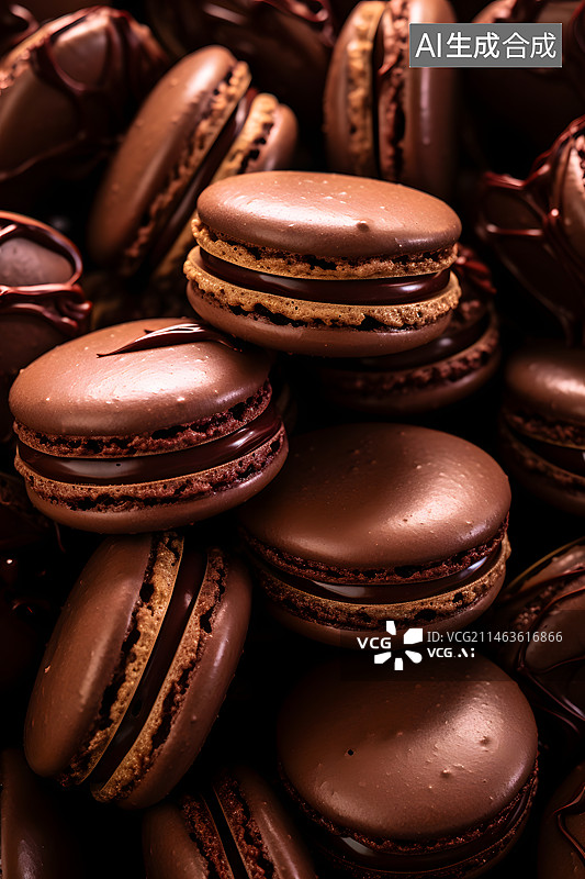 【AI数字艺术】马卡龙巧克力创意的特写镜头图片素材