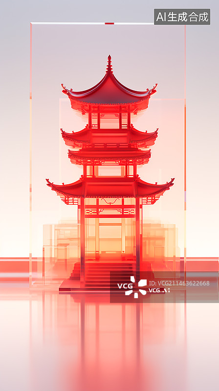 【AI数字艺术】中式建筑与现代融合图片素材