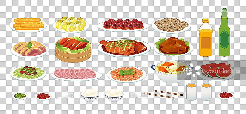 春节年俗年夜饭节日素材矢量元素图片素材