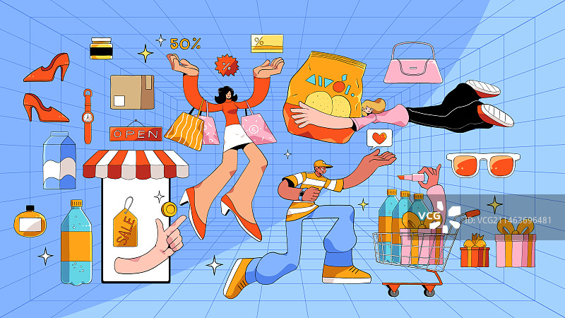 购物矢量元素插画图片素材