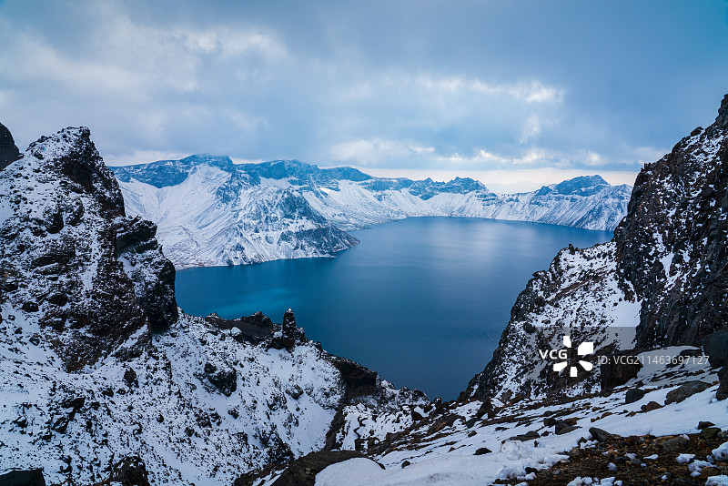 长白山天池冬季景观雪景图片素材