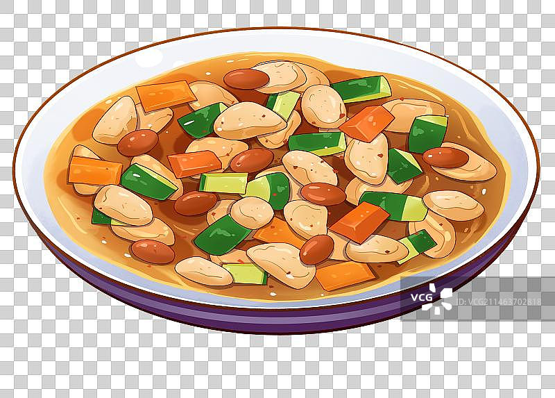 中华美食宫保鸡丁插画元素图片素材