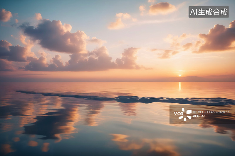 【AI数字艺术】金色时刻 水天一色图片素材