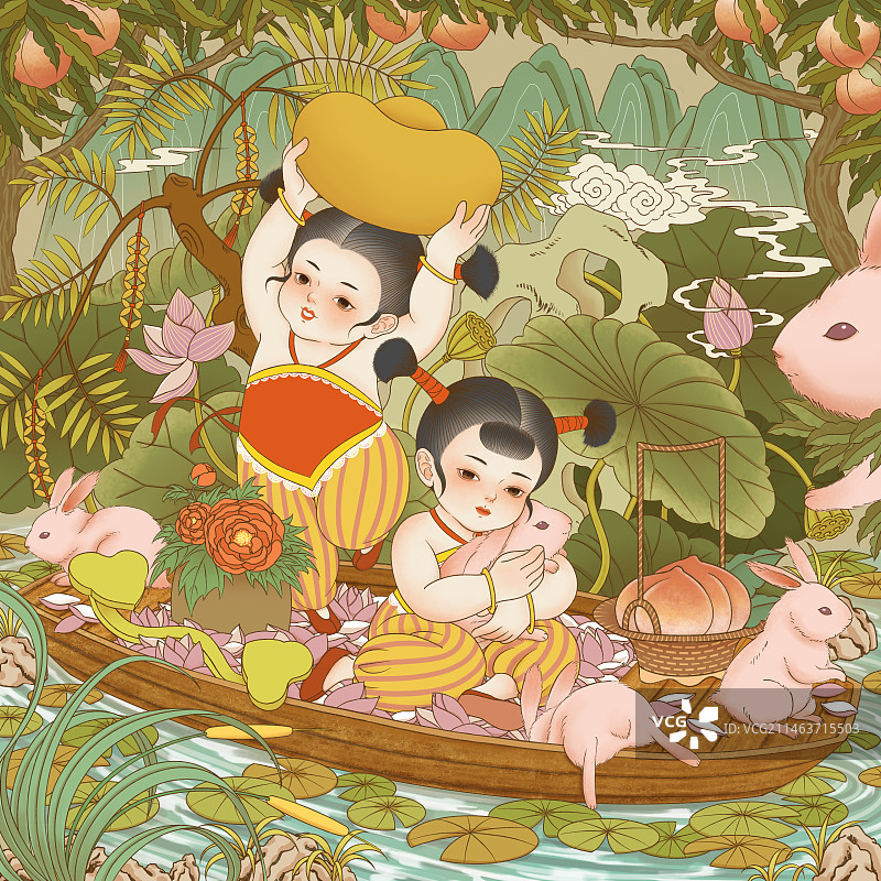 抱兔娃娃图片素材