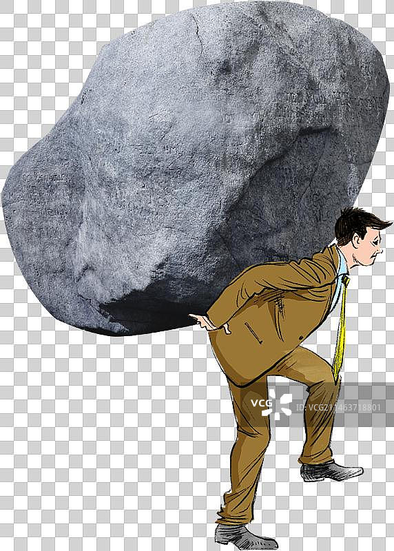 背着石头艰难行进的商务人士图片素材