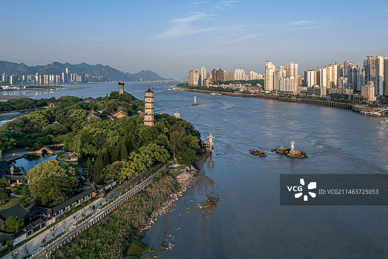 温州江心双塔图片素材