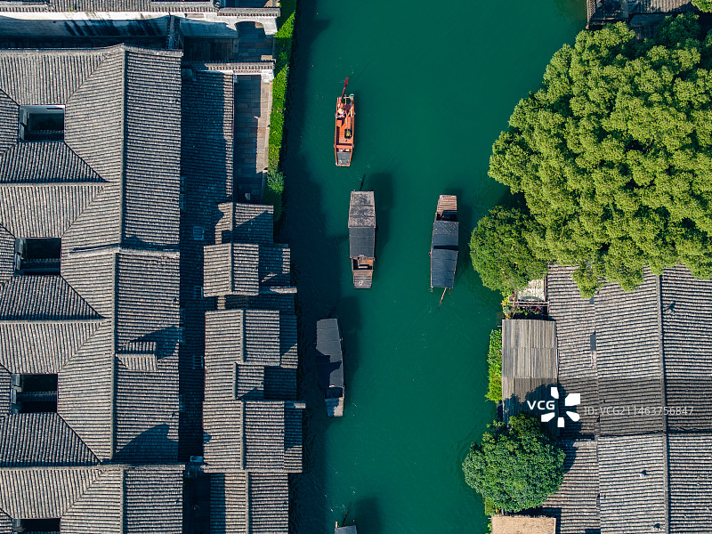 航拍浙江嘉兴市乌镇自然风光图片素材