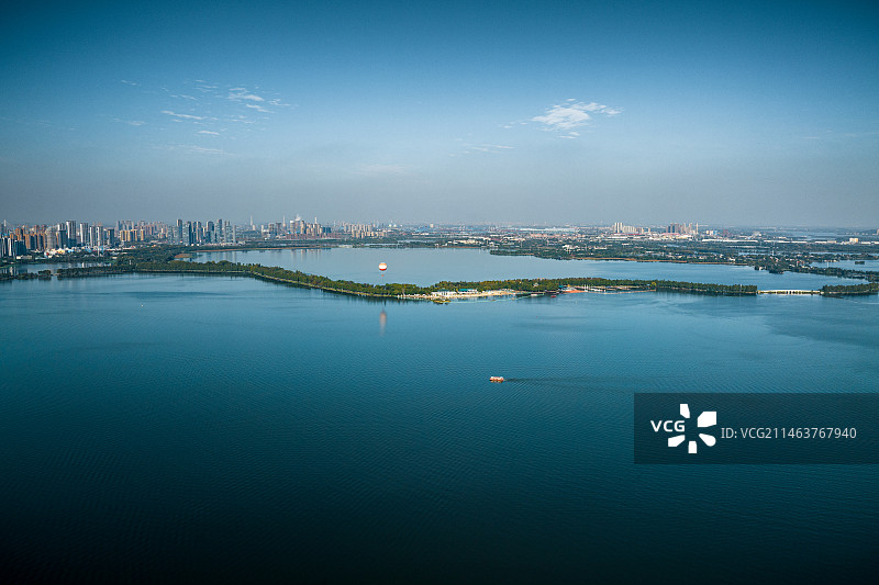 航拍武汉东湖风景区图片素材