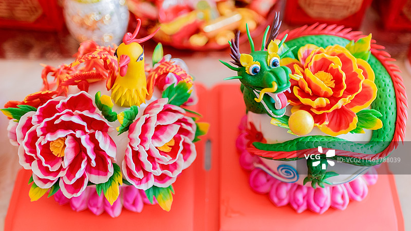 传统婚礼花馍面艺龙凤呈祥图片素材