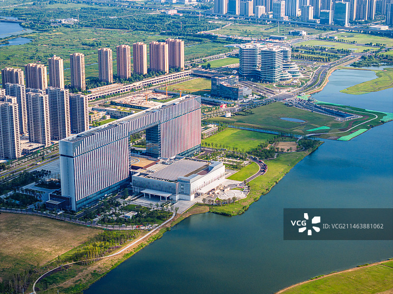 苏州相城区，苏州国际会议酒店航拍图片素材