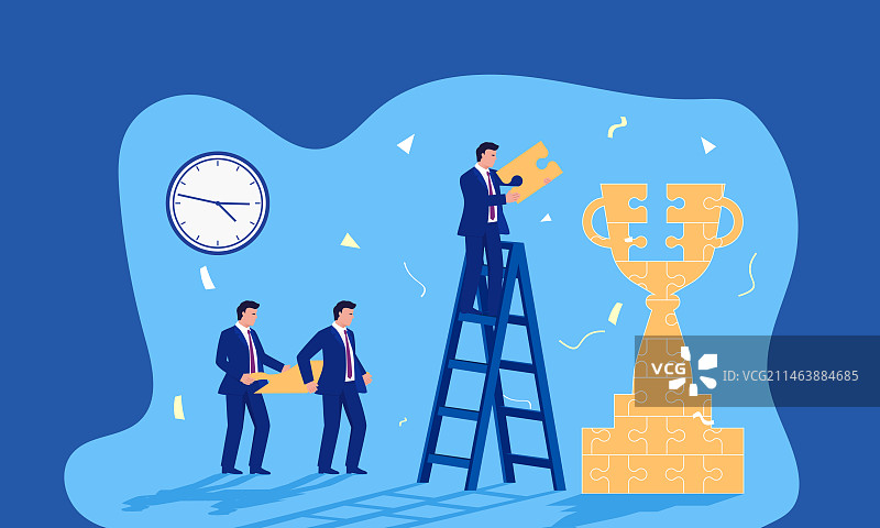 团队合作争夺冠军概念插画图片素材