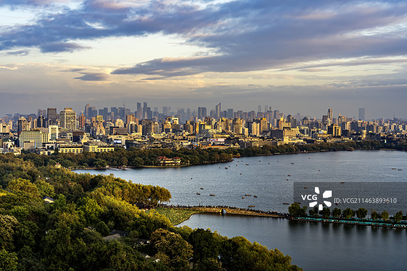 西湖望杭州图片素材