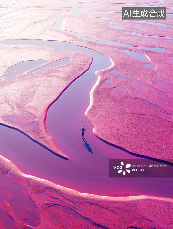 【AI数字艺术】航拍下的滩涂早晨图片素材