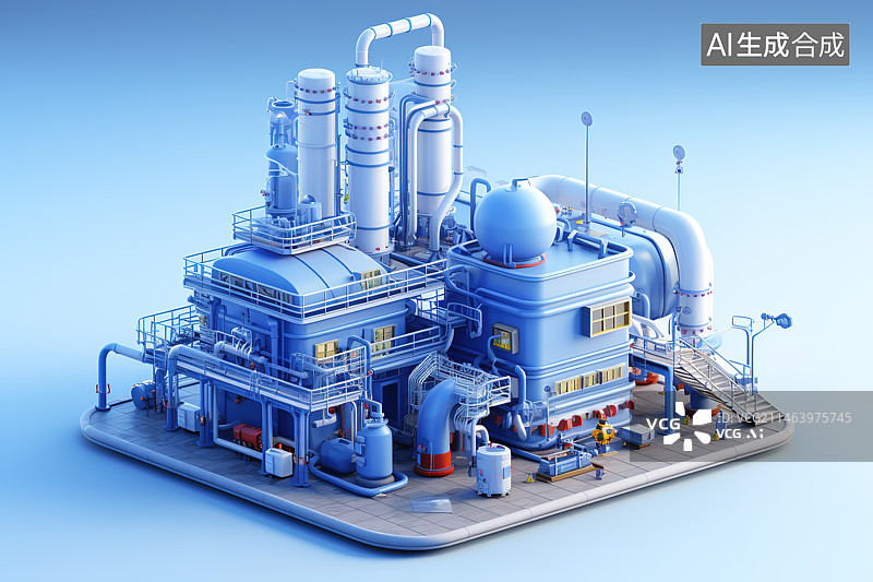 【AI数字艺术】3D渲染工厂卡通背景图图片素材