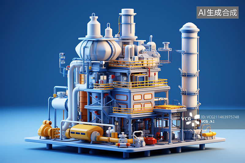 【AI数字艺术】3D渲染工厂卡通背景图图片素材