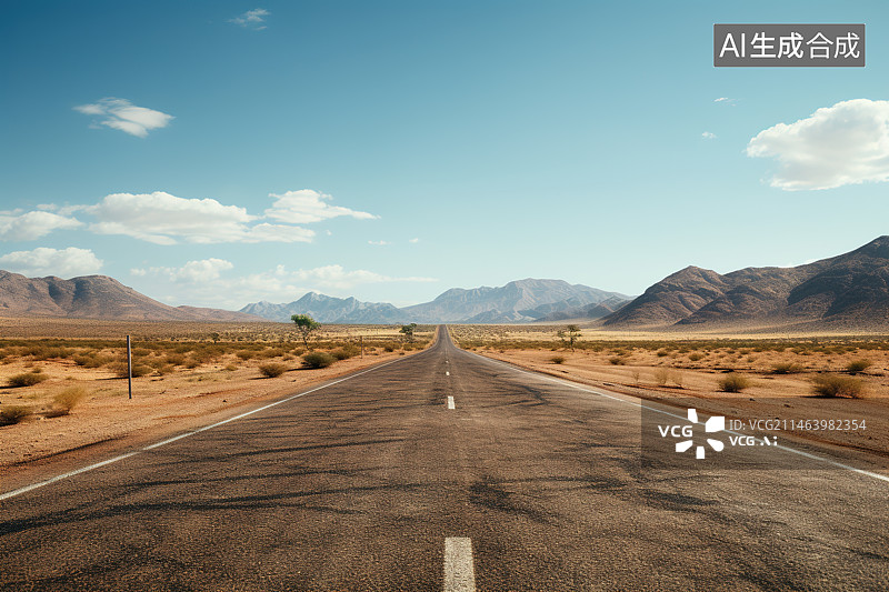 【AI数字艺术】戈壁滩前进的道路汽车广告背景图片素材
