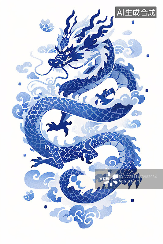 【AI数字艺术】青花龙年春节图片素材