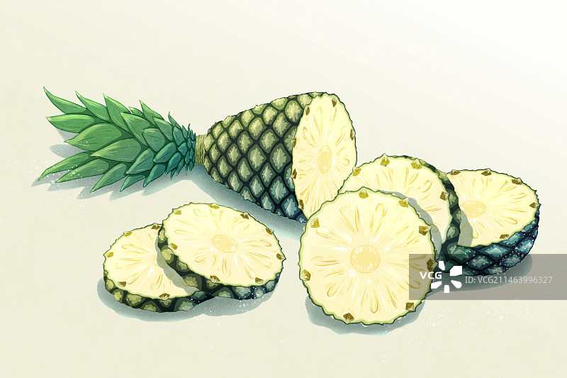 切开的贝宁甜面包菠萝图片素材