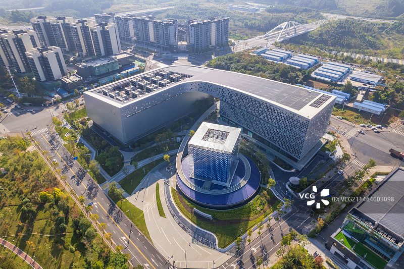 成都天府新区兴隆湖国家超级计算成都中心（超算中心）白昼晴天航拍图片素材