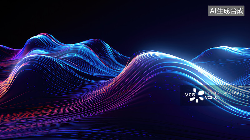 【AI数字艺术】蓝色波浪抽象图案图片素材