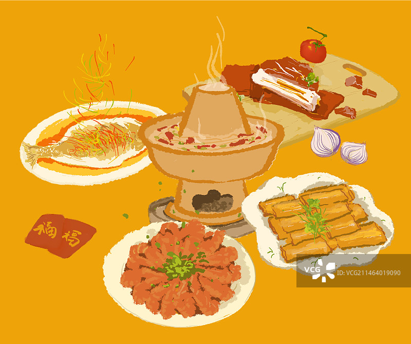 春节团圆年夜饭食材图片素材
