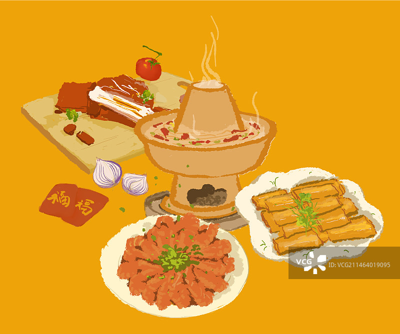 春节团圆年夜饭食材图片素材