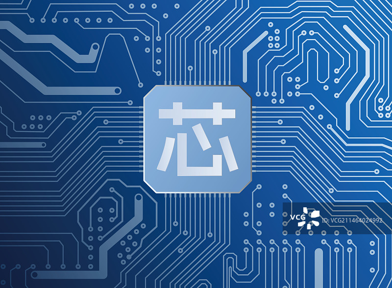 蓝色计算机芯片矢量图图片素材