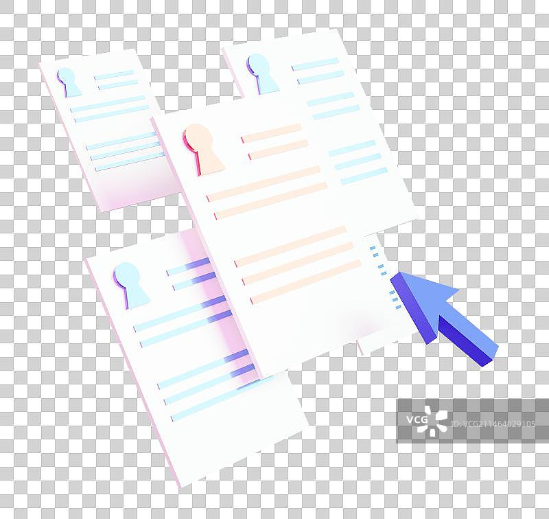 3d渲染的简历组合和鼠标箭头图片素材