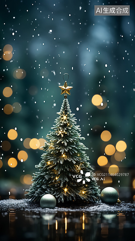 【AI数字艺术】圣诞树特写图片素材